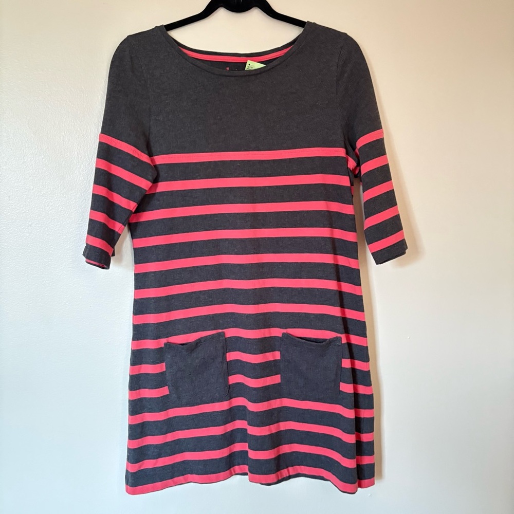 Boden Gray and Pink Breton Tunic Dress Size US 8